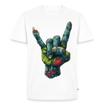 Zombie main roche signe illustration - T-shirt Premium bio Homme - blanc - Devant - Nico (187cm)
