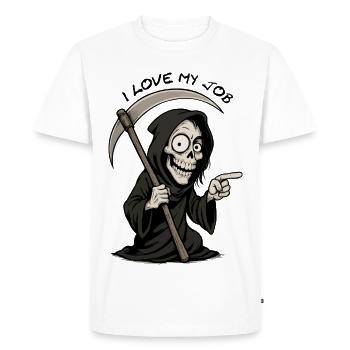 Grim Reaper Cartoon: Mischievous Grim Reaper - Men's Premium Organic T-Shirt - white - Front - Nico (187cm)