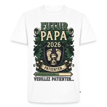 Futur Papa 2026 Annonce Grossesse Humour - T-shirt Premium bio Homme - blanc - Devant - Nico (187cm)