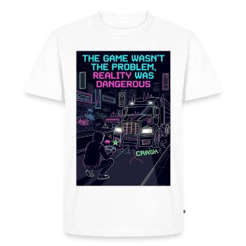 Réalité du joueur - T-shirt Premium bio Homme - blanc - Devant - Nico (187cm)