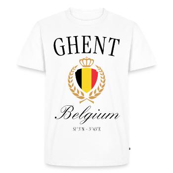 Couronne des armoiries de Gand en Belgique – Souvenir de voyage - T-shirt Premium bio Homme - blanc - Devant - Nico (187cm)