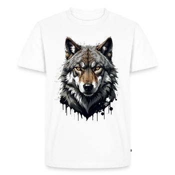 Wolf illustration with splashes of color - Men's Premium Organic T-Shirt - white - Front - Nico (187cm)