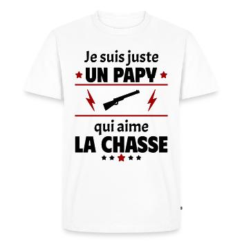 Juste un papy qui aime la chasse, cadeau noël - T-shirt Premium bio Homme - blanc - Devant - Nico (187cm)