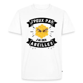 J'peux pas, j'ai des abeilles - T-shirt Premium bio Homme - blanc - Devant - Nico (187cm)