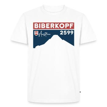Biberkopf Randonnée d’escalade Warth Schröcken - T-shirt Premium bio Homme - blanc - Devant - Nico (187cm)