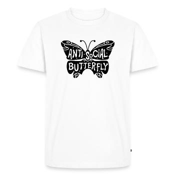 Anti social butterfly introverti asocial - T-shirt Premium bio Homme - blanc - Devant - Nico (187cm)