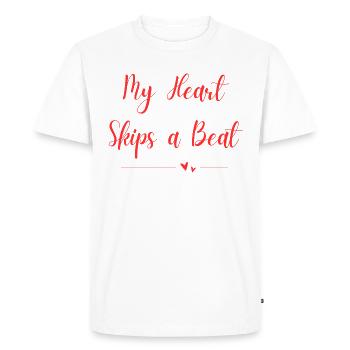 Mon cœur saute un battement - T-shirt Premium bio Homme - blanc - Devant - Nico (187cm)