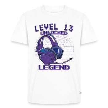 Level 13 Unlocked Gamer 13 Birthday Gift - Men's Premium Organic T-Shirt - white - Front - Nico (187cm)