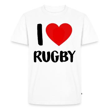I LOVE RUGBY - T-shirt Premium bio Homme - blanc - Devant - Nico (187cm)