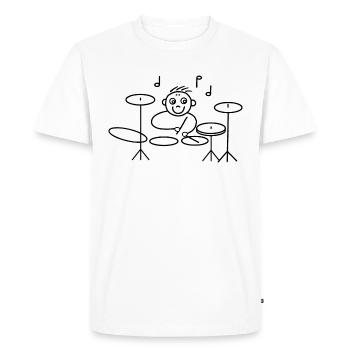 Cool drummer on drums - Men's Premium Organic T-Shirt - white - Front - Nico (187cm)
