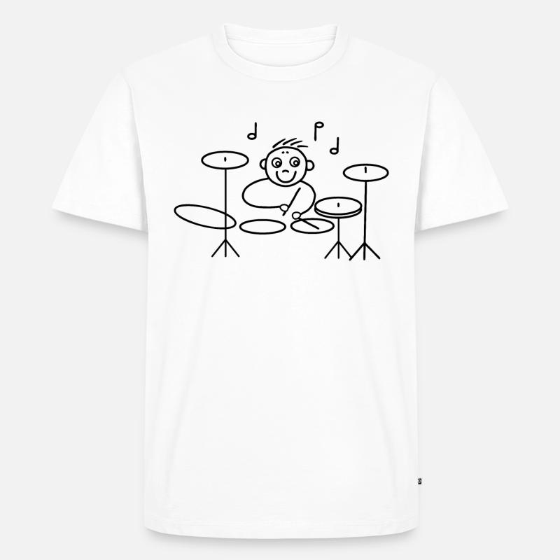 Cool drummer on drums - Men's Premium Organic T-Shirt - white