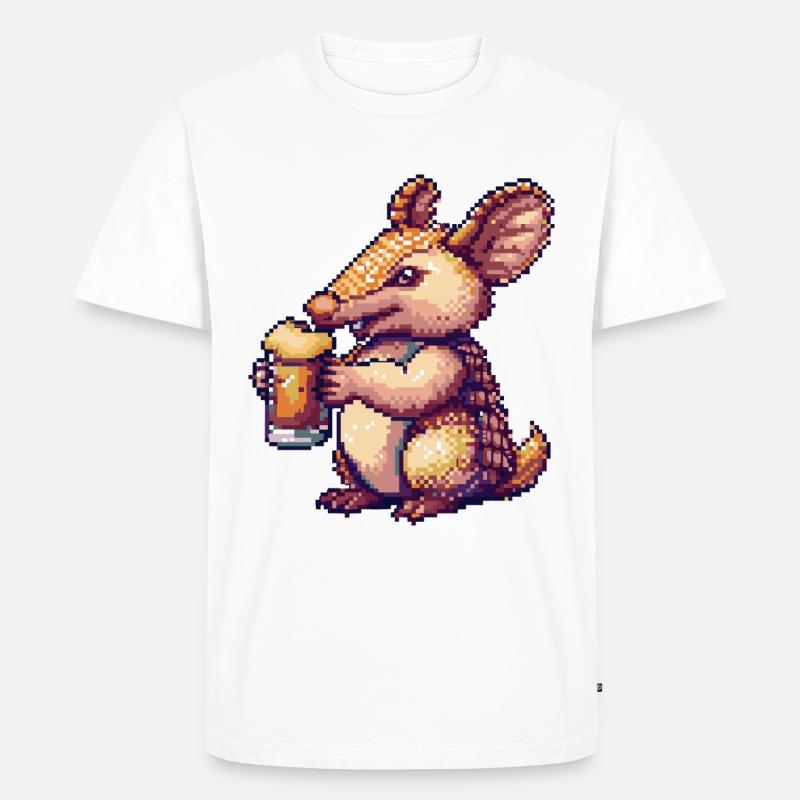 Gürteltier Bier Pixel - Männer Premium Bio T-Shirt - Weiß