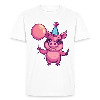 Cochon Anniversaire Bande Dessinée Sanglier - T-shirt Premium bio Homme - blanc - Devant - Nico (187cm)