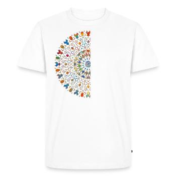 « Happiness is an inside job » Mandala tribal délicate 2 - T-shirt Premium bio Homme - blanc - Devant - Nico (187cm)