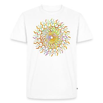Mandala yoga tribal soleil jaune vif orange - T-shirt Premium bio Homme - blanc - Devant - Nico (187cm)