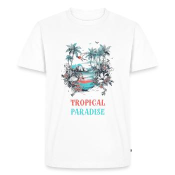 Paradis Tropical - T-shirt Premium bio Homme - blanc - Devant - Nico (187cm)