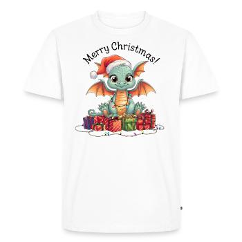 Dragon Noël Dragon Animal Mignon Drôle - T-shirt Premium bio Homme - blanc - Devant - Nico (187cm)