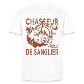 Chassé chasseur de sanglier cadeau cool chasse - T-shirt Premium bio Homme - blanc - Devant - Nico (187cm)
