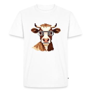 Pixu the Cow - Men's Premium Organic T-Shirt - white - Front - Nico (187cm)