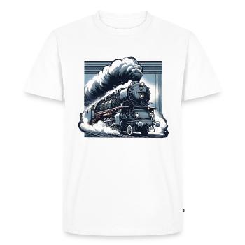 La puissance de la vapeur - Graphique d’une locomotive à vapeur - T-shirt Premium bio Homme - blanc - Devant - Nico (187cm)