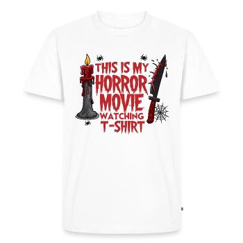 Horror Movie Watching Design - Men's Premium Organic T-Shirt - white - Front - Nico (187cm)