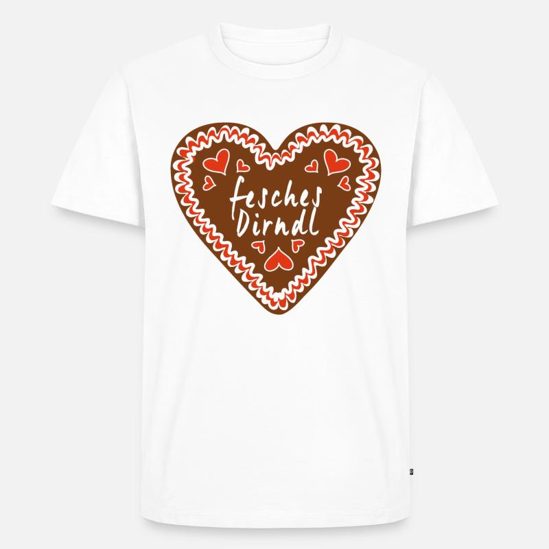 Fesches Dirndl Lebkuchenherz - Männer Premium Bio T-Shirt - Weiß