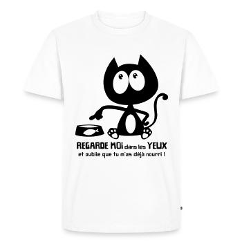 Chat noir mignon demande la nourriture ! humour - T-shirt Premium bio Homme - blanc - Devant - Nico (187cm)
