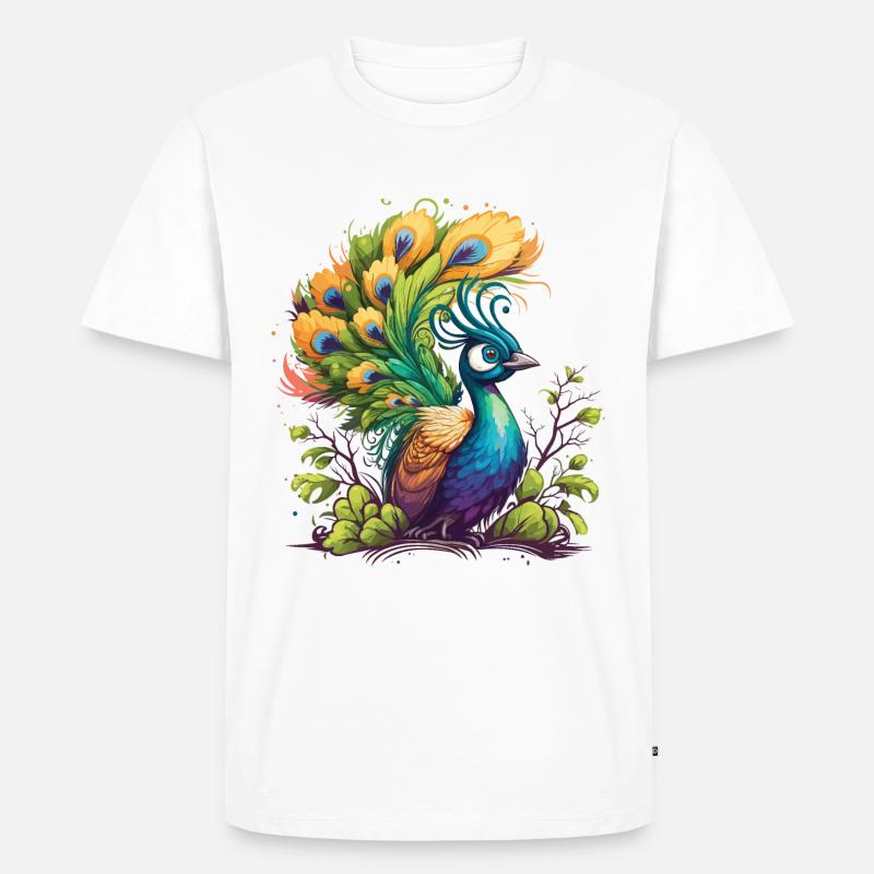 Stolzer Pfau - Männer Premium Bio T-Shirt - Weiß