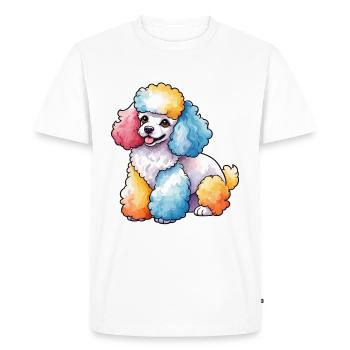 Caniche Aquarelles - T-shirt Premium bio Homme - blanc - Devant - Nico (187cm)