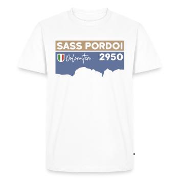 Sass Pordoi Pordoi Randonnée Sella Dolomites - T-shirt Premium bio Homme - blanc - Devant - Nico (187cm)