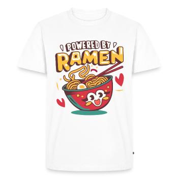 Powered By Ramen Noodle Japanese Food Lover - Men's Premium Organic T-Shirt - white - Front - Nico (187cm)