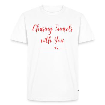 À la poursuite des couchers de soleil avec vous - T-shirt Premium bio Homme - blanc - Devant - Nico (187cm)