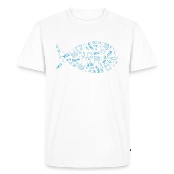 Inondation plastique océan mer animaux environnement upcycling - T-shirt Premium bio Homme - blanc - Devant - Nico (187cm)
