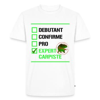 Beginner confirmed pro expert carpist gift fishing - Men's Premium Organic T-Shirt - white - Front - Nico (187cm)