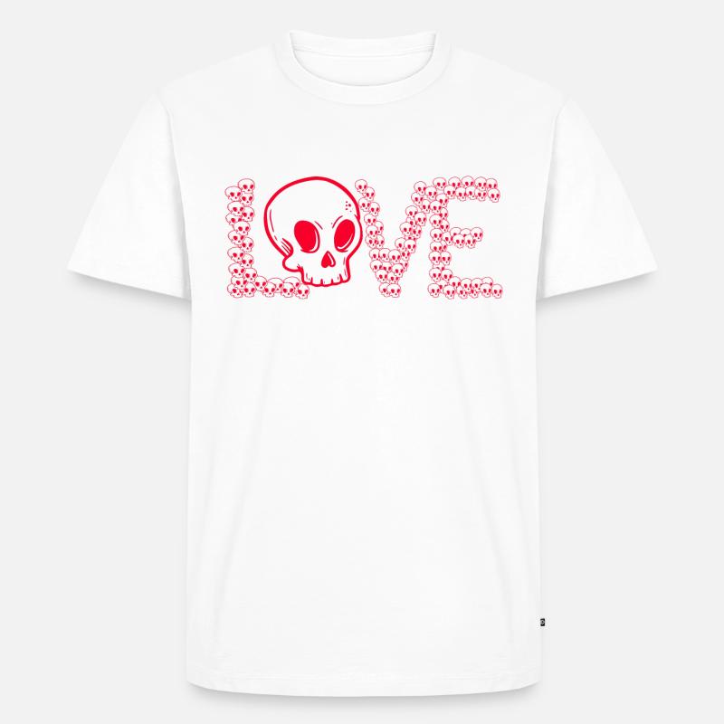 LOVE Skull - Männer Premium Bio T-Shirt - Weiß