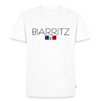 BIARRITZ FRANCE HOLIDAY SUMMER PARTY (b) - T-shirt Premium bio Homme - blanc - Devant - Nico (187cm)