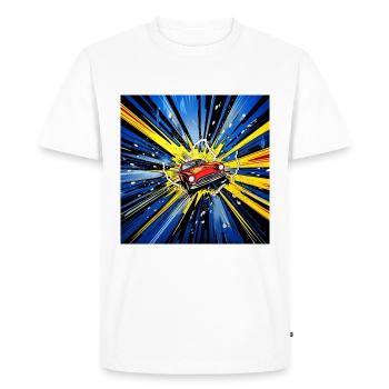 Voitures de course pop art dans le style comique - T-shirt Premium bio Homme - blanc - Devant - Nico (187cm)