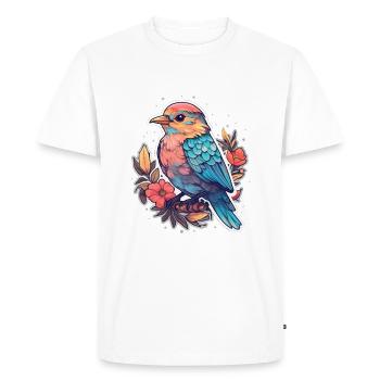 Bird Flowers - Men's Premium Organic T-Shirt - white - Front - Nico (187cm)