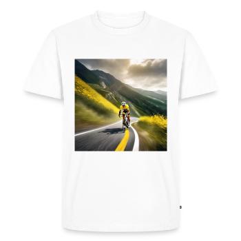 À la poursuite du sommet : la quête d'un maillot jaune - T-shirt Premium bio Homme - blanc - Devant - Nico (187cm)