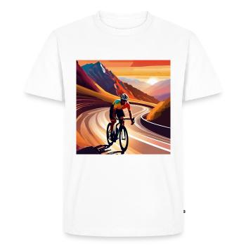 Mountain Majesty : course dans la lueur dorée - T-shirt Premium bio Homme - blanc - Devant - Nico (187cm)
