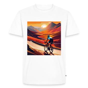 Montez au coucher du soleil - T-shirt Premium bio Homme - blanc - Devant - Nico (187cm)