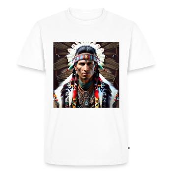 Native American Tribe Chieftain - Men's Premium Organic T-Shirt - white - Front - Nico (187cm)