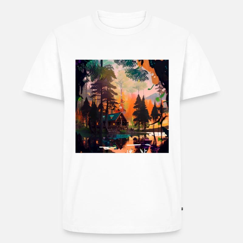 Häuschen im Wald - Männer Premium Bio T-Shirt - Weiß
