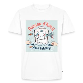 Poisson d'Avril - April Fish Day! - Men's Premium Organic T-Shirt - white - Front - Nico (187cm)