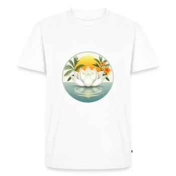 White Lotus Flower - Men's Premium Organic T-Shirt - white - Front - Nico (187cm)
