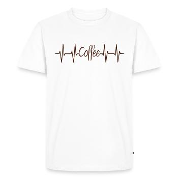 Café Heartbeat Pulse Coffee Coffee Lover Cafe - T-shirt Premium bio Homme - blanc - Devant - Nico (187cm)