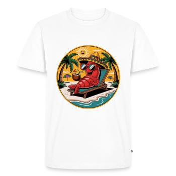 Ambiance estivale ensoleillée Drôle de crabe sur la plage - T-shirt Premium bio Homme - blanc - Devant - Nico (187cm)