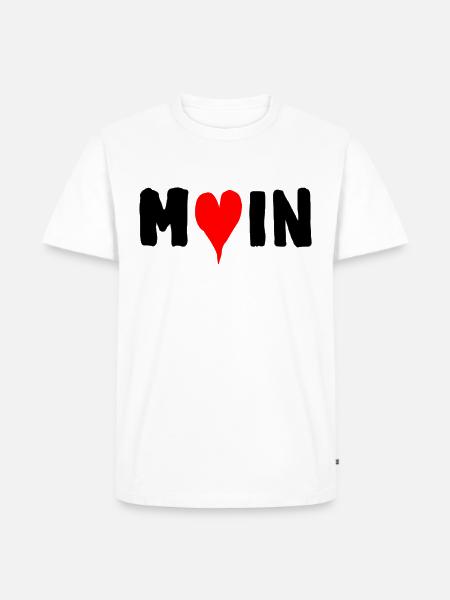 Moin Begrüßung Moin mit Herz - Männer Premium Bio T-Shirt - Weiß