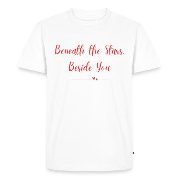 Sous les étoiles à côté de vous - T-shirt Premium bio Homme - blanc - Devant - Nico (187cm)
