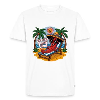 Ambiance estivale ensoleillée Drôle de crabe sur la plage - T-shirt Premium bio Homme - blanc - Devant - Nico (187cm)